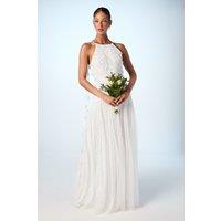 Coast Women's Floral Embellished Tulle Wedding Dress in Ivory | Size: 16