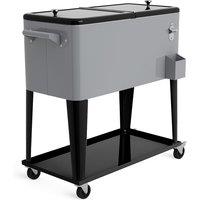 Costway 76L Rolling Cooler Cart Portable Cooler Ice Chest on Wheels in Silver