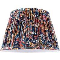 Happy Homewares Colourful Pleated Cotton Fabric Lamp Shade with Ornate Floral Design | Size: 12 inches