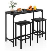 Costway 3-Piece Dining Table Set 47.5 Counter-Height Kitchen Table in Black