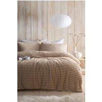 Appletree 'Morritz' Soft Ribbed Faux Fur Duvet Cover Set in Natural | Size: King