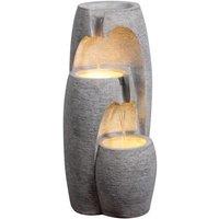 Teamson Home Garden Outdoor Water Feature, Modern 3-Tier Cascading Urn Water Fountain, With LED Lights, Grey