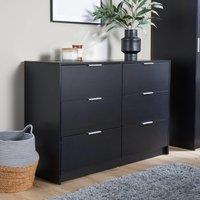 Home Source Chest 6 Drawers Bedroom Clothing Bedside Storage Organiser Wide in Black