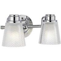 Netlighting Hudson 2 Light Wall Light Polished Chrome IP44 in Grey
