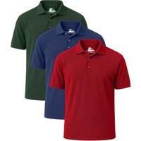 Himalayan Men's 3 Pack Quick Dry Classic Cotton Polo Shirts in Bottle Green | Size: XS