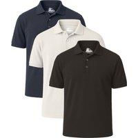 Himalayan Men's 3 Pack Quick Dry Classic Cotton Polo Shirts in Mid Navy | Size: XS