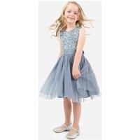 Maya Deluxe Girl's Flower Girl Embellished Midi Dress in Blue | Size: 9-10 Years