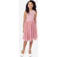 Maya Deluxe Girl's Flower Girl Embellished Midi Dress in Pink | Size: 11-12 Years