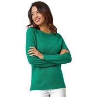 Roman Women's Plain Soft Crew Neck Jumper in Green | Size: 12
