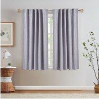 Living and Home 2 Panels Grey Faux Linen Back Tab or Rod Pocket Blackout Curtains for Bedroom, Living Room, 117cm W x 137cm H