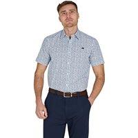 Raging Bull Men's Short Sleeve Floral Cotton Poplin Shirt in Light Blue | Size: 6XL