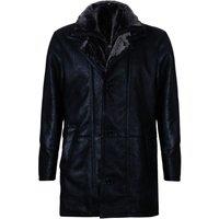Infinity Leather Men's Warm Shearling Sheepskin Leather Coat-Florence in Black | Size: 2XL