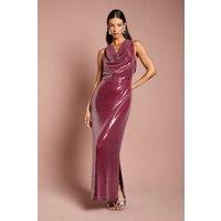 Coast Women's Muse Cowl Front Halter Sequin Maxi Dress in Plum | Size: 14