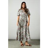 Wallis Women's Zebra Floral Button Through Maxi Dress in Ivory | Size: 16