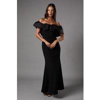 Coast Women's Bardot Rose Detail Maxi Dress in Black | Size: 10