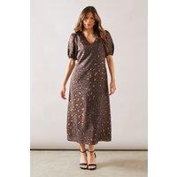 Wallis Women's Leopard Organza Pocket Midaxi Dress in Neutral | Size: 10