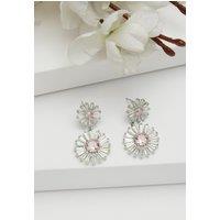 AVANT-GARDE PARIS Women's Diva Collection Double Daisy Drop Earrings in White