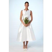 Coast Women's Bow Detail Full Skirt Midi Dress in Ivory | Size: 12