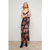 Oasis Women's Strappy Floral Maxi Dress in Black | Size: 14