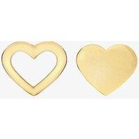 T.H.Baker Women's 9ct Yellow Gold Contrasting Heart Stud Earrings 1.55.8883