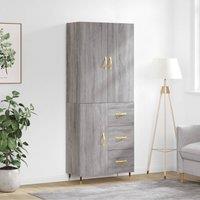 Berkfield Home Highboard Grey Sonoma 69.5x34x180 cm Engineered Wood