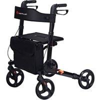 Costway Folding Rollator Walker Aluminum Rolling Walker Safety Mobility Aid Wheelchair in Black