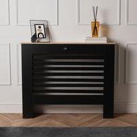 OHS Wood Effect Radiator Cover Sideboard Shelf in Black | Size: Medium