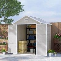 OUTSUNNY 6 x 5ft Resin Garden Shed with Floor & Window, Light Grey