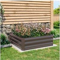 Living and Home Galvanised Steel Square Raised Garden Bed Planter Box in Brown