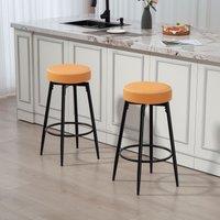 HOMCOM 360 Degree Swivel Bar Stools Set of 2, PU Leather Barstools with Footrest in Brown
