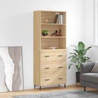 Berkfield Home Highboard Sonoma Oak 69.5x34x180 cm Engineered Wood in Brown