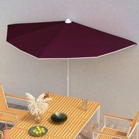 Berkfield Home Garden Half Parasol with Pole 180x90 cm Bordeaux Red