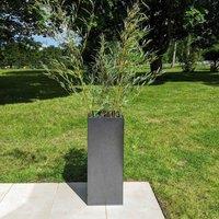 Woven Wood 100cm Zinc Silver & Black Textured Tall Square Planter