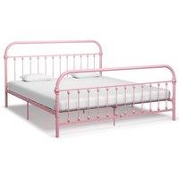 Bed Frame Pink Metal 180x200 cm Super King
