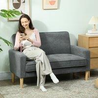 HOMCOM 2 Seater Sofa, Velvet Upholstered Loveseat for Small Space in Grey