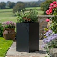 Woven Wood 50cm Zinc Matte Black Tall Square Planter