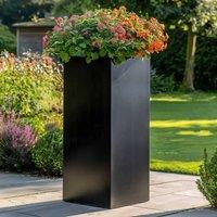 Woven Wood 100cm Zinc Matte Black Tall Square Planter