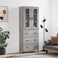 Berkfield Home Highboard Grey Sonoma 69.5x34x180 cm Engineered Wood