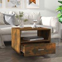Berkfield Home Coffee Table Smoked Oak 55x55x40 cm Engineered Wood in Brown | Size: 55 x 55 x 40 cm