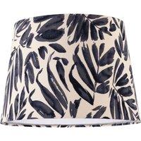 Happy Homewares Midnight Blue Palm Leaf Themed 25cm Drum Lampshade with Fabric Lining | Size: 10 inches