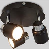 ValueLights Benton Spotlight IP44 Bathroom 3 Way Ceiling Light with Cool LED Bulbs in Black