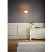 ValueLights Dalby Stem Uplighter Floor Lamp with Frosted Glass Shade with LED Bulb in Silver
