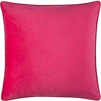 Furn Meridian Velvet Piped Cushion in Fuchsia | Size: 55 cm x 55 cm