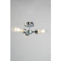 BHS Lighting Kier Black Flush Bathroom Ceiling Light in Silver