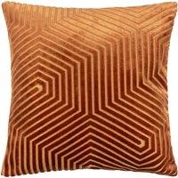 Paoletti Evoke Cut Velvet Cushion in Orange | Size: 55 cm x 55 cm