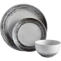Orsina Black & White Dinner Set, 12 Piece Stoneware Dishware With Lipped Dinner Plates, Nordic Dining Ware Set