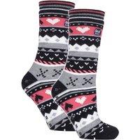 Heat Holders Women's 2 Pairs Soul Warming Socks with Grips in Black | Size: 4-8