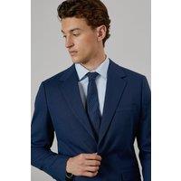 Burton Men's Mid Blue Textured Stretch Slim Fit Suit Jacket | Size: 46R