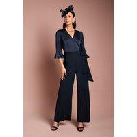 Coast Women's Wrap Top Tie Side Jumpsuit in Navy | Size: 8