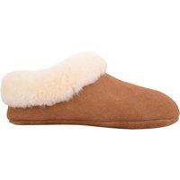SNUGRUGS Women's Avery, Open Back Sheepskin Mule Slipper with Cuff in Tan | Size: 5